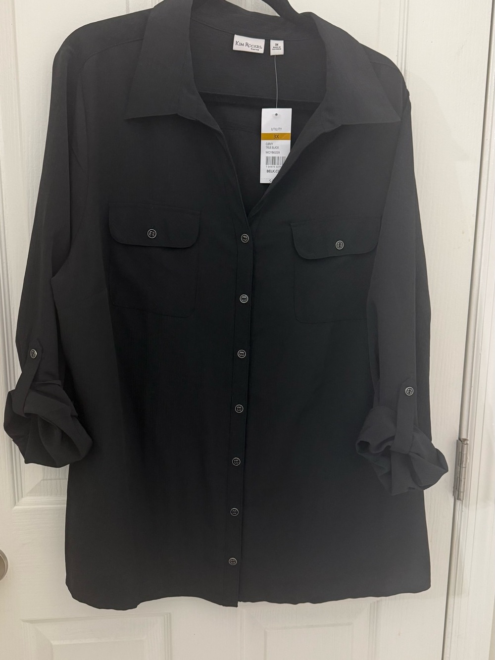NWT. Kim Rogers True Black Utility Shirt. Size 3x.